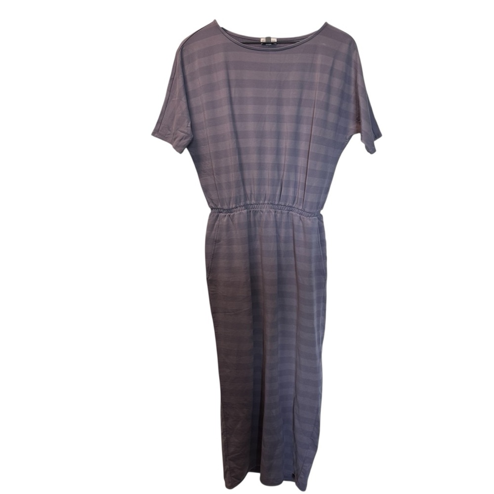Garnet Hill Dolman Sleeve Maxi Dress Purple Stripe Tencel Lyocel Comfort Stretch